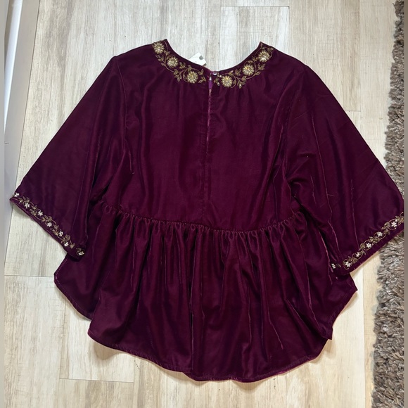NWT Anthropologie Mayelle Velvet Babydoll Blouse Kavita Bhartia Medium - Picture 6 of 14